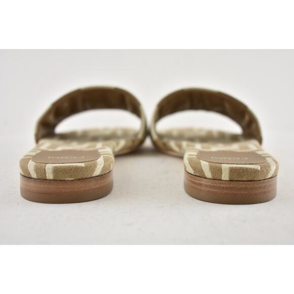 Fendi Beige Sand Striped FF Monogram Logo Mule Slide Flat Flip Flop Sandal 38 - Picture 14 of 15